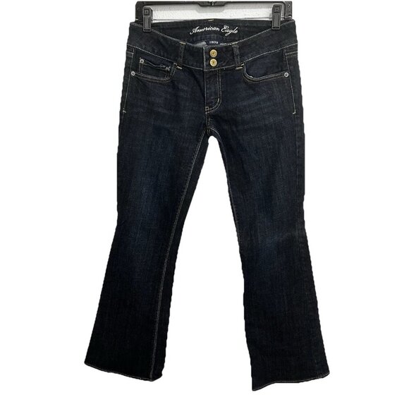 American Eagle Women's Low Rise Artist Jeans  Stretch Size 6 Reg Dark Blue - Picture 1 of 9
